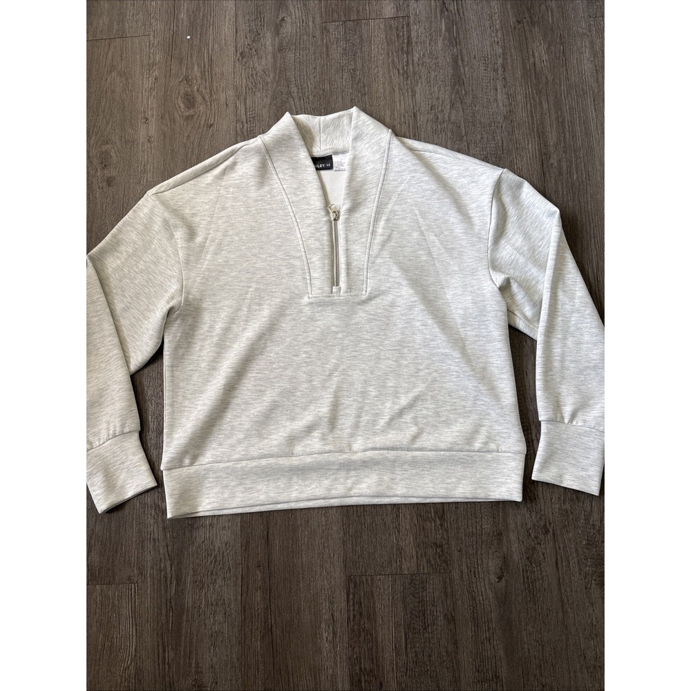 Bailey 44 Light Grey Super Soft Rayon Quarter Zip Pullover Sweatshirt Size L